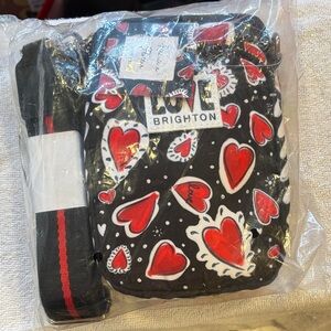 Brighton Black and Red Heart Crossbody Bag